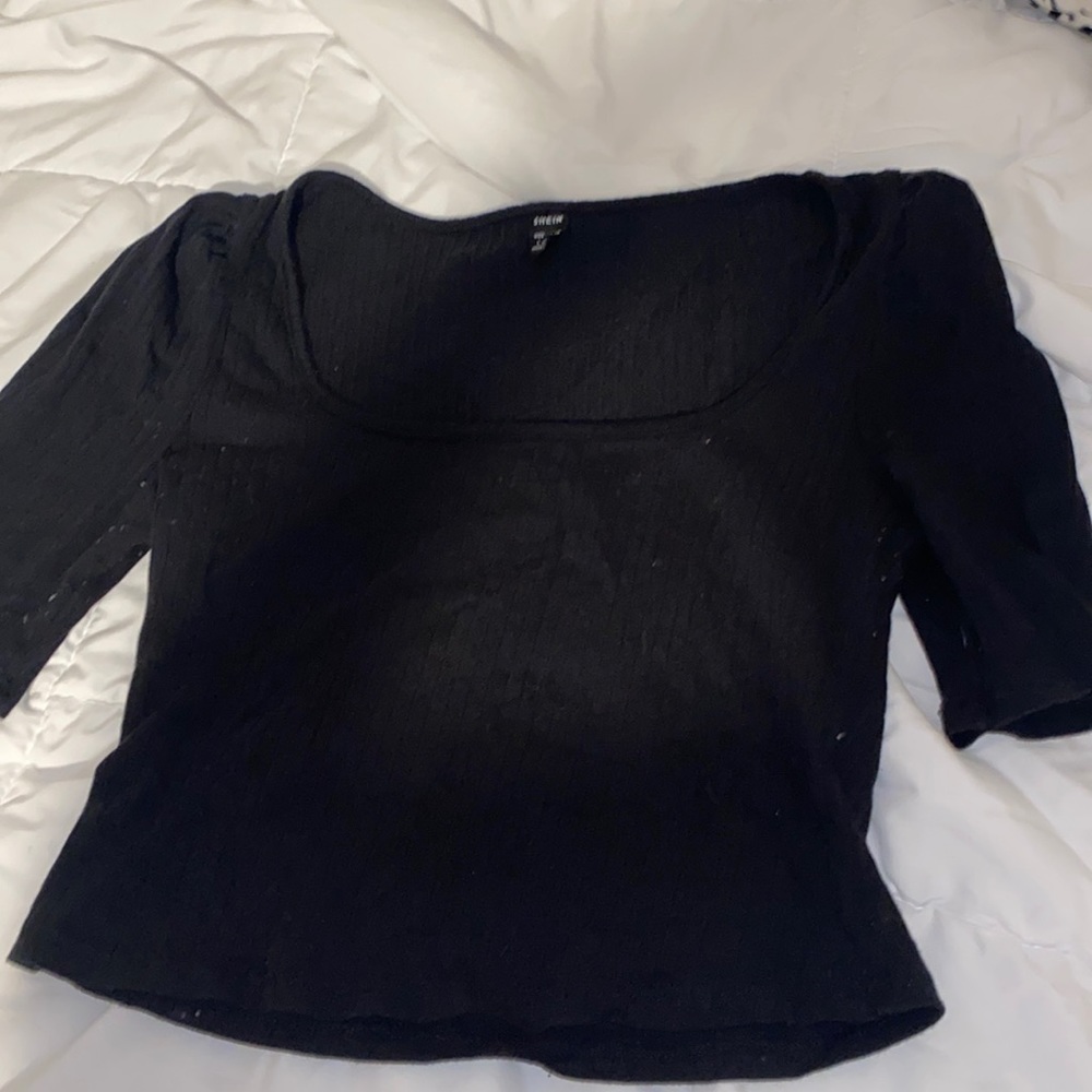 Black square ribbed top